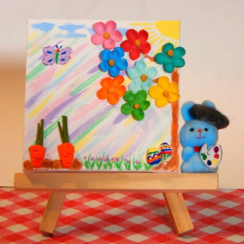 Easter Bunny Tiny Artist Miniature Decor